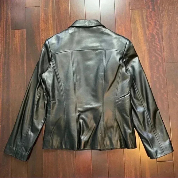 Danier Black Leather Jacket Blazer Button Front  Insulated Removable Liner Small - Picture 14 of 16